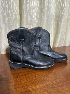 Black Ariat Fatbaby Leather Western Pull-On Women’s Boots